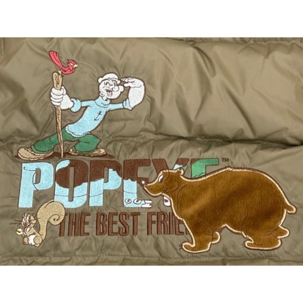 Popeye Jacket King Features Syndicate Puffer Down Embroidered Kids Tan Youth L